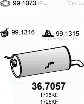 Глушитель (задняя часть) Asso для Citroen C4 II 2006-2011. Артикул 36.7057