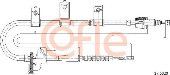 Трос ручника (тросик ручного тормоза) Cofle задний правый для Kia Picanto I 2004-2011. Артикул 92.17.6020
