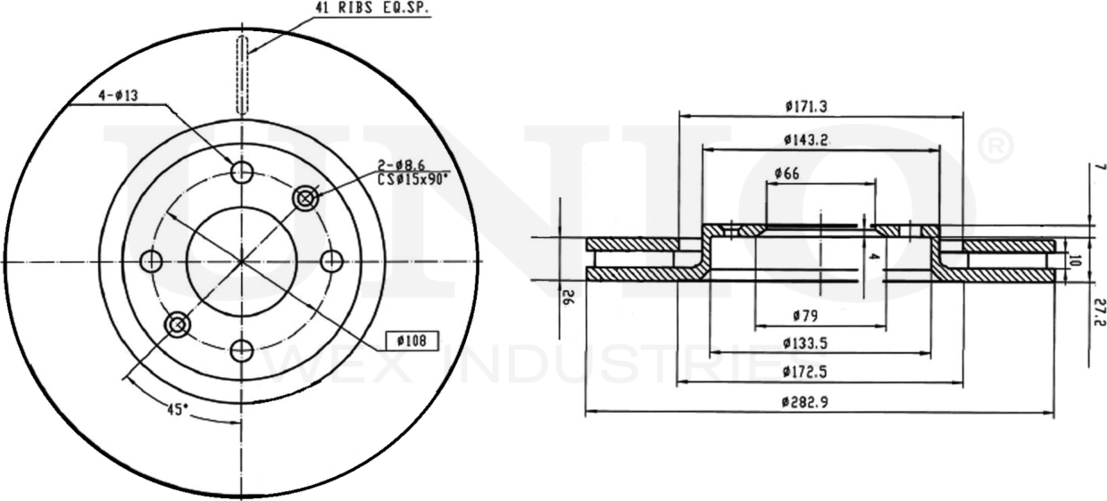 Диск тормозной (Unio). Артикул BRD-20035