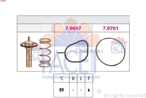 Термостат Facet Made in Italy - OE Equivalent. Артикул 7.8826
