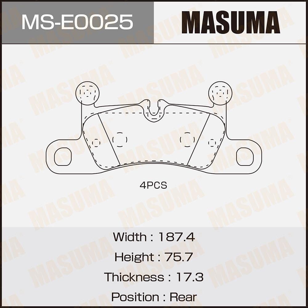 Тормозные колодки Masuma. Артикул MS-E0025