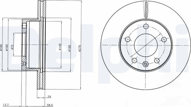 Тормозной диск Delphi для LDV Maxus 2005-2009. Артикул BG4022