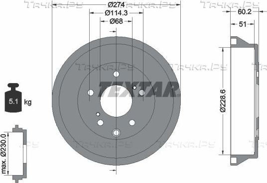 Тормозной барабан Textar задний для Nissan Juke I 2010-2019. Артикул 94047800