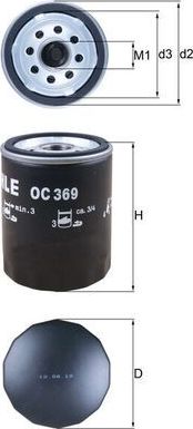 Масляный фильтр Mahle для Mitsubishi Colt VI (Z20/Z30) 2004-2012. Артикул OC 369