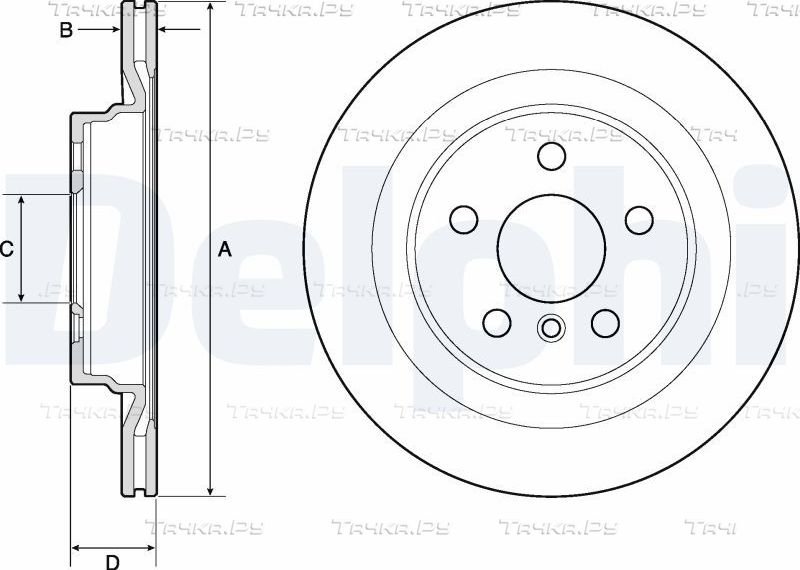 Тормозной диск Delphi задний для BMW 1 III (F40) 2019-2026. Артикул BG4778C