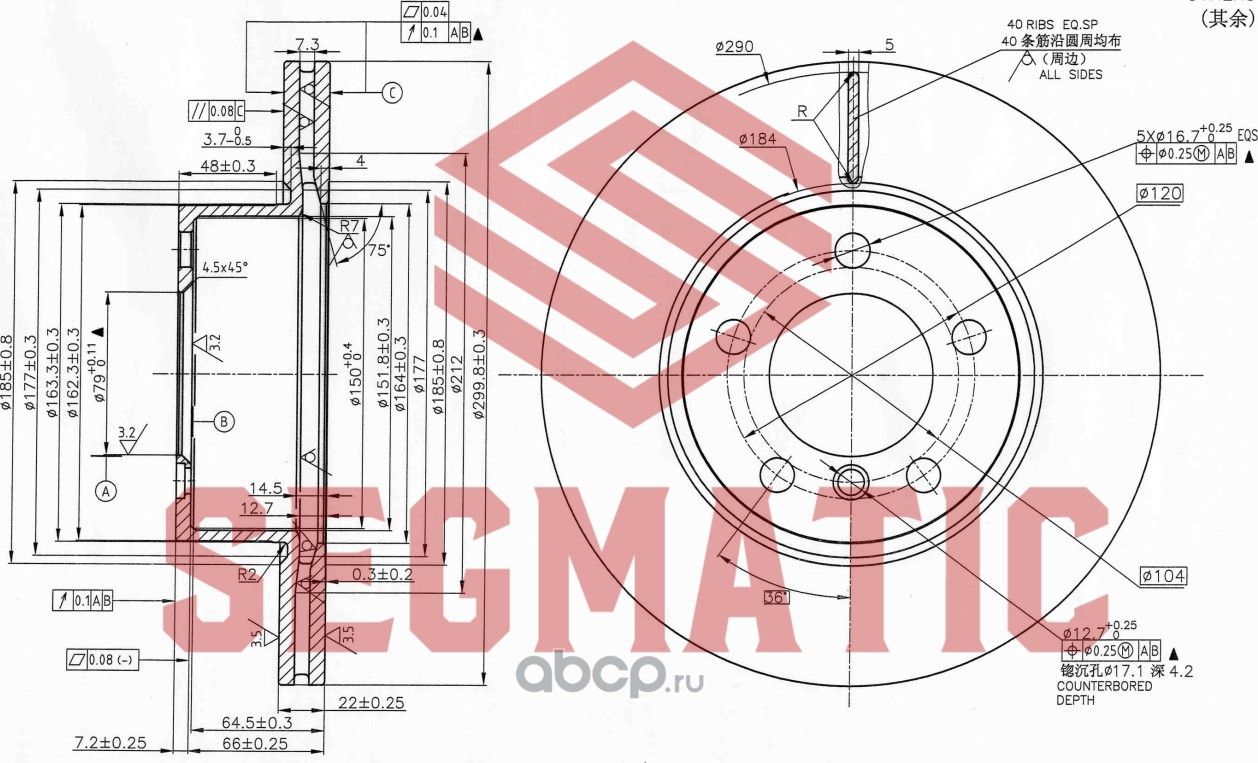 Диск тормозной (Segmatic). Артикул SBD30093118