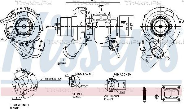 Турбина (турбокомпрессор) Nissens ** FACTORY NEW ** для Scania P 2017-2026. Артикул 93677