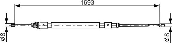 Трос ручника (тросик ручного тормоза) Bosch для Citroen C3 I 2002-2009. Артикул 1 987 477 993