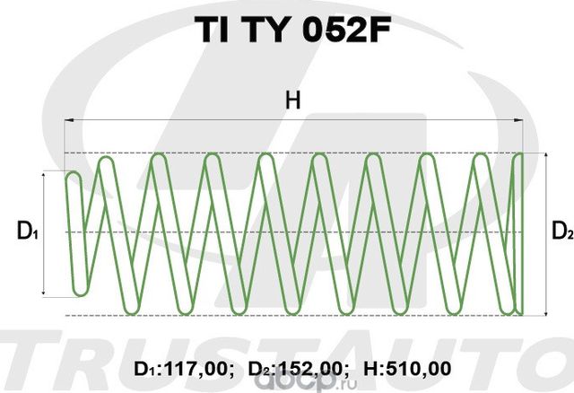 Пружина для лифтинга + 2 (50мм) () (Trustauto). Артикул TITY052F