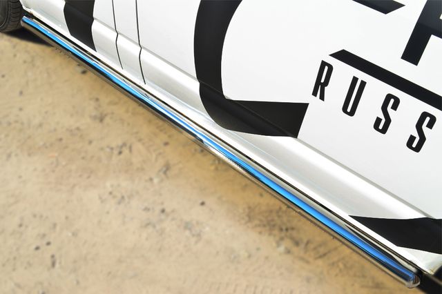 Защита порогов RusStal труба d63 (вариант 3) (левый) для Volkswagen Transporter T5 2009-2015. Артикул VTKT-0013973