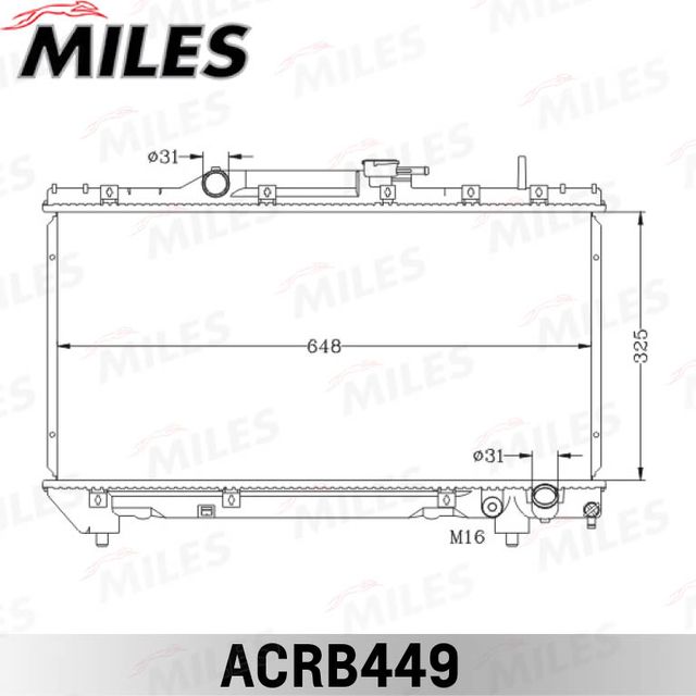 Радиатор охлаждения двигателя Miles (алюминий) для Toyota Carina E 1992-1997. Артикул ACRB449