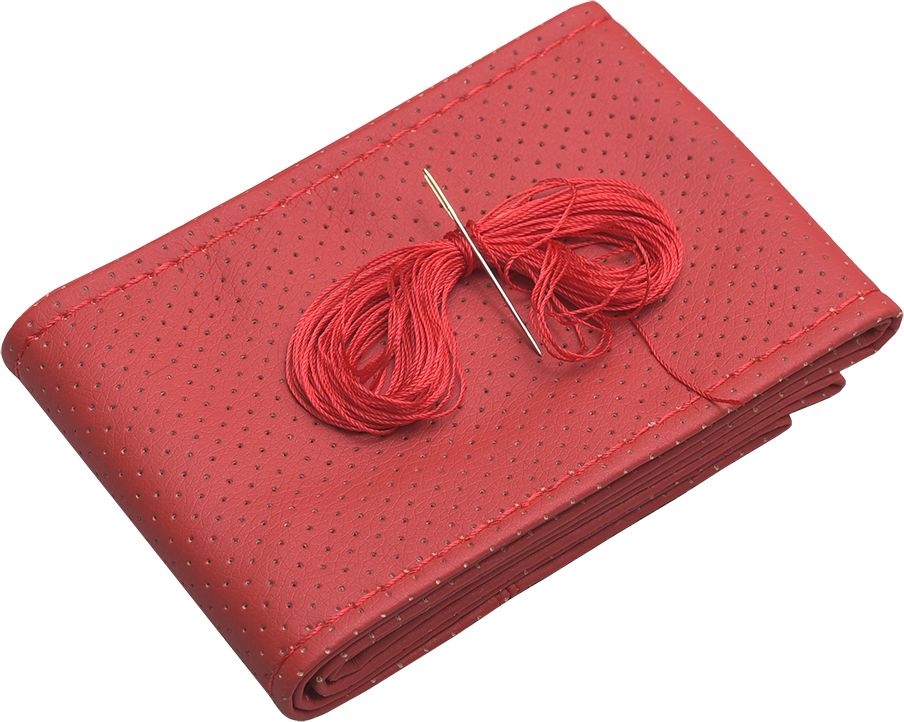 Оплётка на руль Rezkon (размер M, экокожа перф., цвет КРАСНЫЙ). Артикул 8001024014