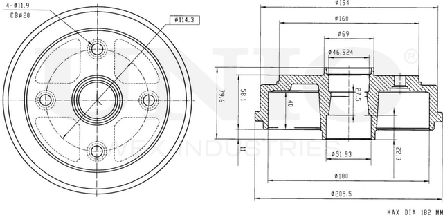 Барабан тормозной (Unio). Артикул BRD-10010
