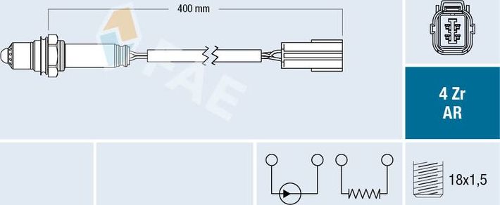 Лямбда-зонд (кислородный датчик) FAE. Артикул 75607