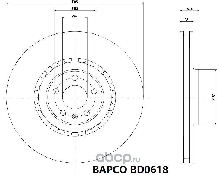 Тормозные диски BD0618, (Bapco). Артикул BD0618