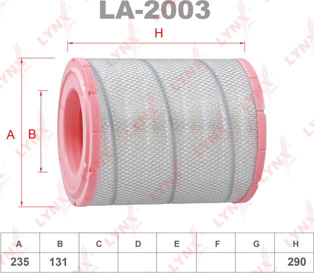 Воздушный фильтр LYNXauto. Артикул LA-2003