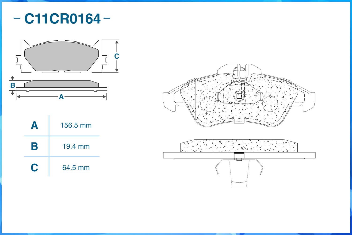 Колодки тормозные передние (Low Metallic) (Cworks). Артикул C11CR0164