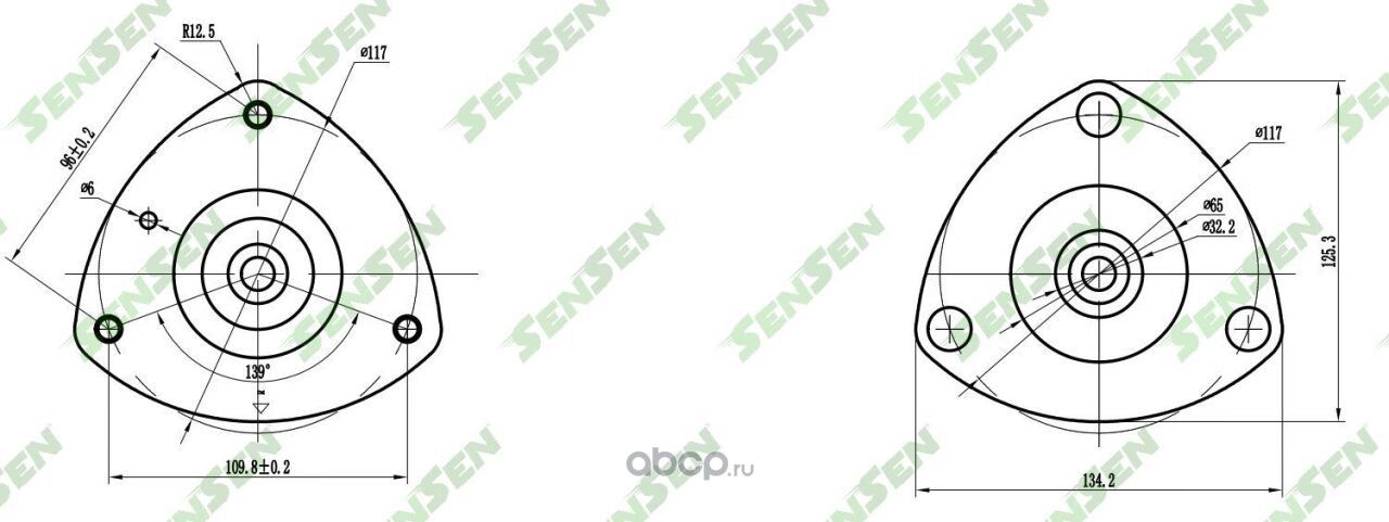 ОПОРА АМОРТИЗАТОРА ЛЕВАЯ HONDA CIVIC 01-06, CR-V II 02-07 (Sensen). Артикул M61206