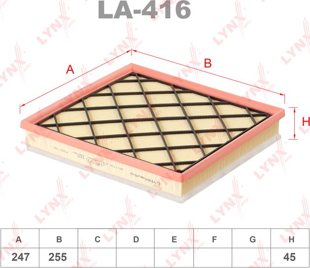 Воздушный фильтр LYNXauto. Артикул LA-416