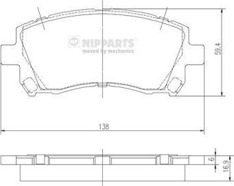 Тормозные колодки Nipparts передние для Subaru Outback III 2003-2009. Артикул J3607013