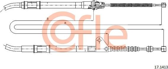 Трос ручника (тросик ручного тормоза) Cofle. Артикул 17.1413