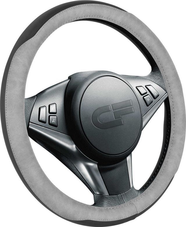 Оплётка на руль CarFashion Bison (размер M, экокожа, цвет ЧЕРНЫЙ/СЕРЫЙ/СЕРЫЙ). Артикул 31295