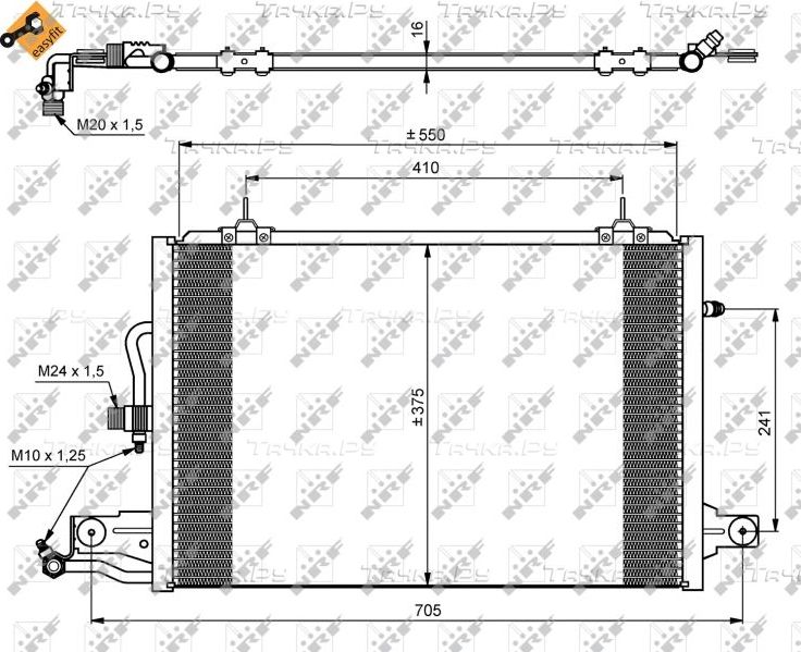Радиатор кондиционера (конденсатор) NRF EASY FIT для Audi A6 I (C4) 1994-1997. Артикул 35031