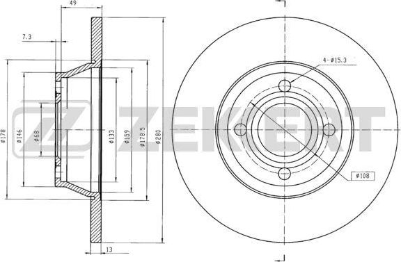 Тормозной диск Zekkert. Артикул BS-5763B