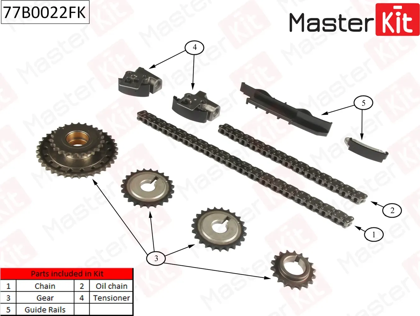 Комплект цепи ГРМ NISSAN Micra II 1.0 i 16V CG10DE/CGA3DE 92-02 (Master KIT). Артикул 77B0022FK