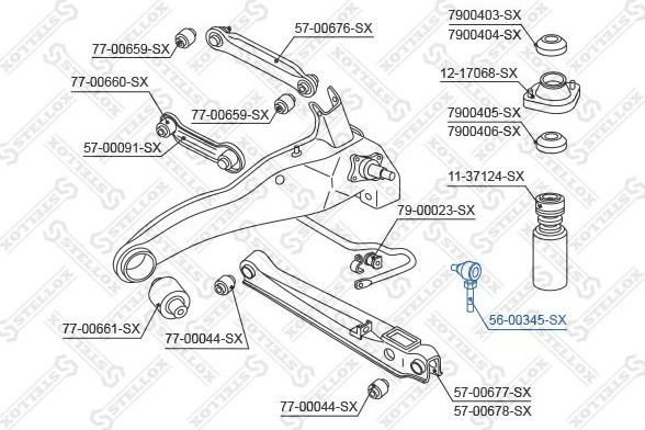 Стойка (тяга) стабилизатора Stellox. Артикул 56-00345-SX