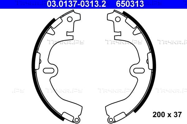 Тормозные колодки ATE задние для Toyota Corolla E90 1987-1992. Артикул 03.0137-0313.2