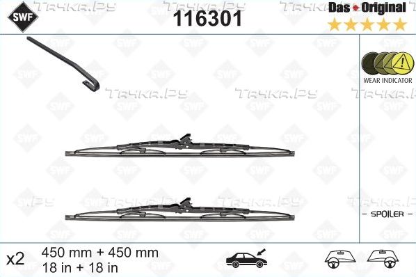 Щетки стеклоочистителя (дворники) SWF для Volkswagen Golf II 1983-1992. Артикул 116301