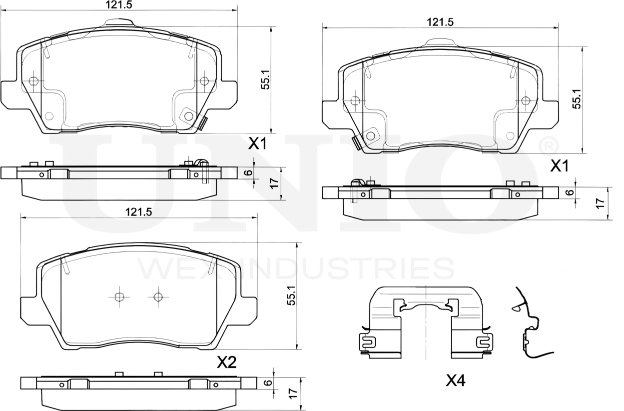 Колодки тормозные диск. передние Kia Picanto III 17- (Unio). Артикул BRP-20476