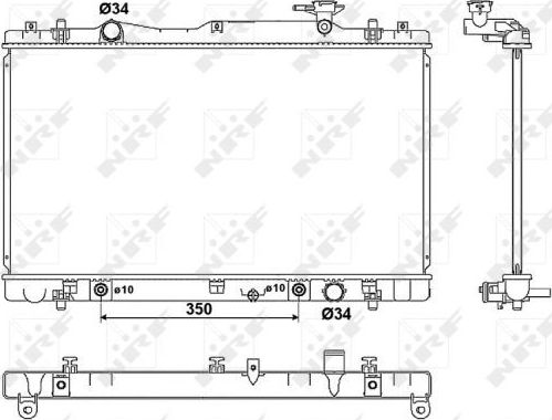 Радиатор охлаждения двигателя NRF (алюминий) для Suzuki Kizashi 2010-2014. Артикул 53063