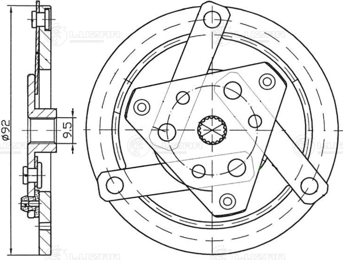 Пластина прижимная муфты компрессора кондиц. MITSUBISHI OUTLANDER (12-) (Luzar). Артикул LCP 1101