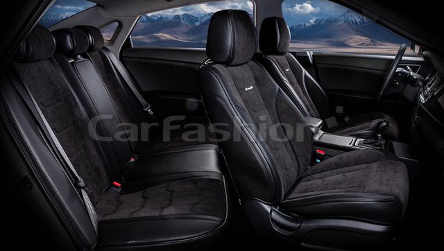 Чехлы универсальные каркасные CarFashion 5D Smart Plus на сидения авто, цвет Черный/Черный/Черный. Артикул 22236