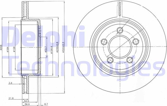 Тормозной диск Delphi задний для Chrysler 300C I 2004-2012. Артикул BG4073