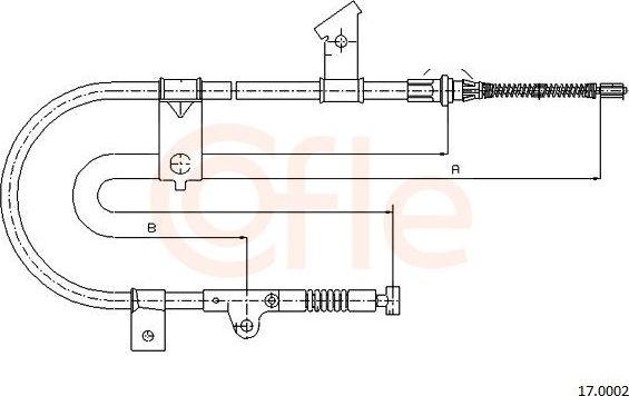 Трос ручника (тросик ручного тормоза) Cofle задний левый для Nissan Micra K11 1993-2003. Артикул 92.17.0002