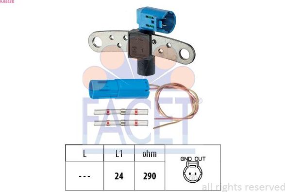 Датчик положения распредвала Facet Made in Italy - OE Equivalent. Артикул 9.0543K