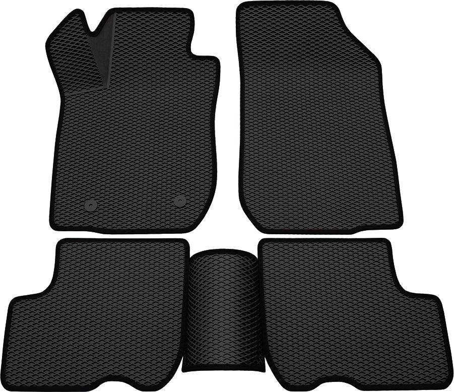 Коврики Rezkon 3D EVA Ромб резиновые для салона Lada Largus 5 мест 2012-2026 Черный кант. Артикул 9239020101