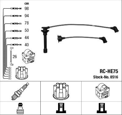 Высоковольтные провода (провода зажигания) (комплект) NGK. Артикул 8516
