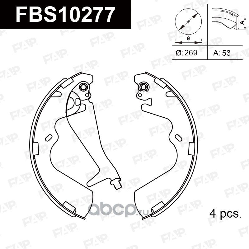 FBS10277 КОЛОДКИ ТОРМОЗНЫЕ БАРАБАННЫЕ (FAP). Артикул FBS10277