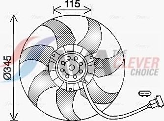 Вентилятор радиатора двигателя AVA (полимерный материал) для Volkswagen Transporter T4 1990-2003. Артикул VN7541