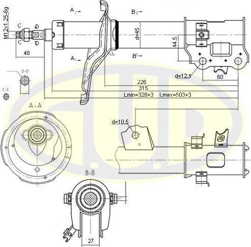 Амортизатор G.U.D.. Артикул GSA333516