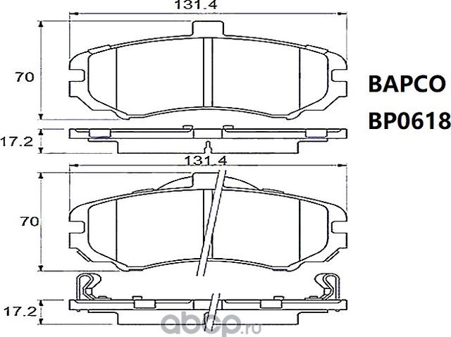 Колодки тормозные дисковые BP0618, (Bapco) Bapco. Артикул BP0618