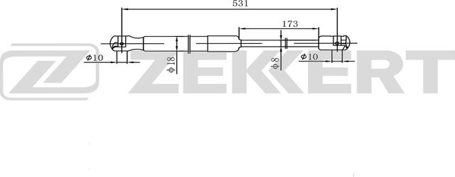 Амортизатор (упор) багажника Zekkert правый для Toyota Corolla Verso I 2004-2009. Артикул GF-2601