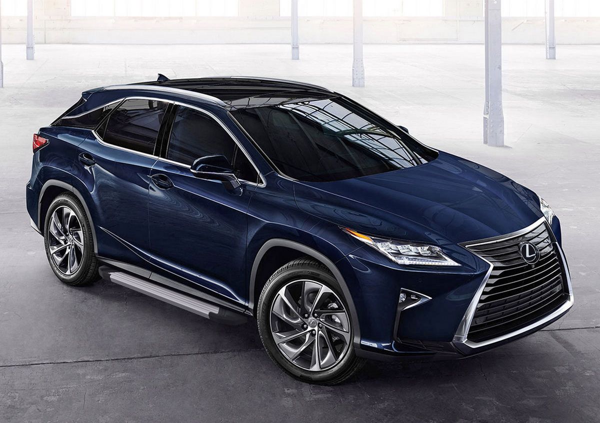 Пороги алюминиевые Rival Silver для Lexus RX IV 2015-2026. Артикул F180AL.3203.1