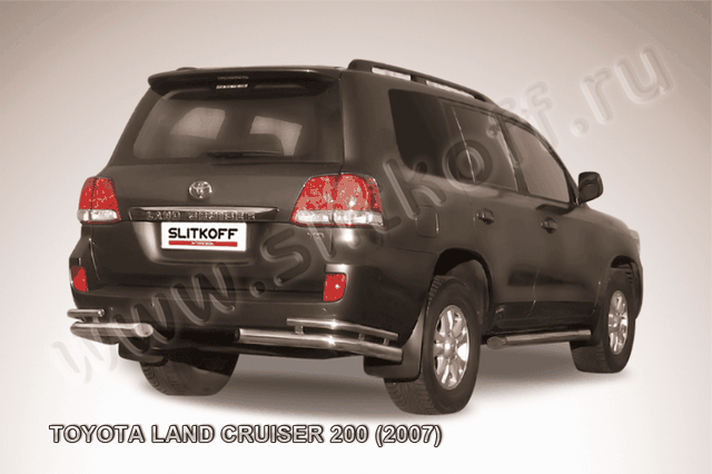 Защита Slitkoff задняя d76/42 уголки двойные для Toyota Land Cruiser 200 2007-2012. Артикул TLC2-024