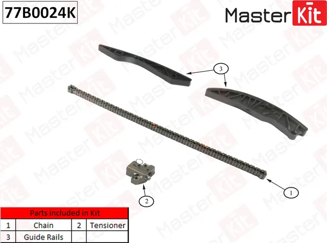 77B0024K Комплект цепи ГРМ Hyundai/Kia SOLARIS/i30/CEE'D/RIO G4FA/G4FC 1.4-1.6 09-16(без звездочек) (Master KIT) Master KIT. Артикул 77b0024k