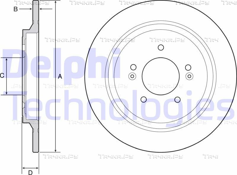 Тормозной диск Delphi задний для Kia Sportage IV 2015-2022. Артикул BG4932C